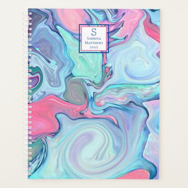 Abstract Multicolor Paint Swirl Planner (Front)
