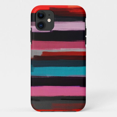 Abstract Multicolor Pastel Stripes Pattern 2 iPhone 11 Case