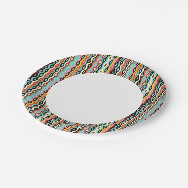 Abstract multicolor pattern paper plates (Angled)