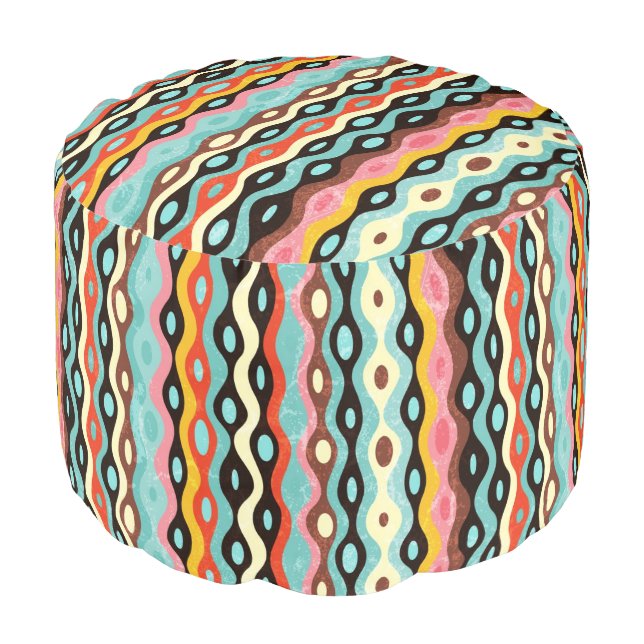 Abstract multicolor pattern pouf (Angled Front)