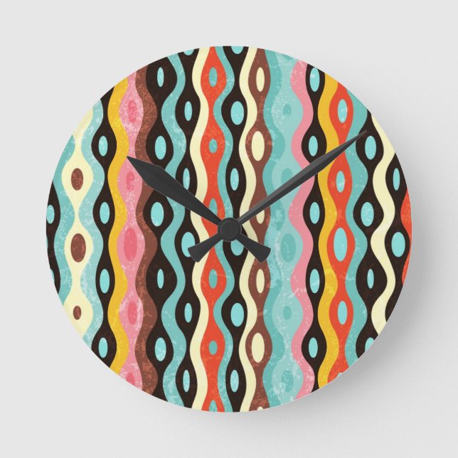 Abstract multicolor pattern round clock (Front)