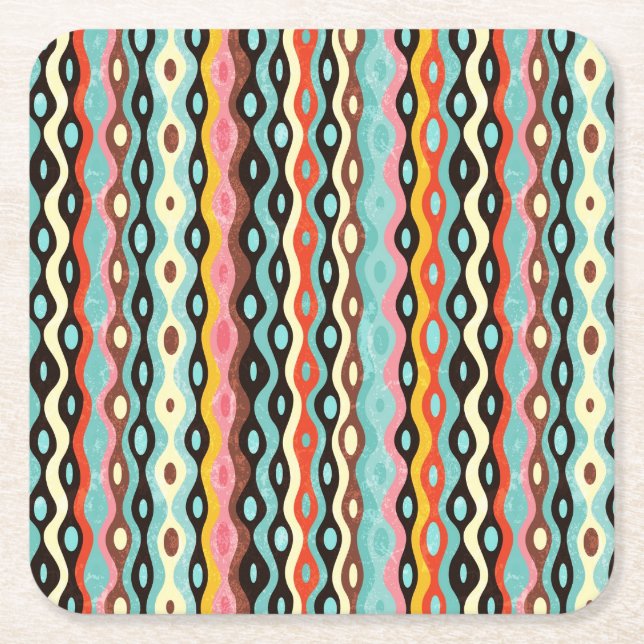Abstract multicolor pattern square paper coaster (Front)