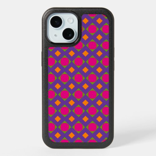 Abstract Multicolor Pattern with Diamonds Circles iPhone 15 Case