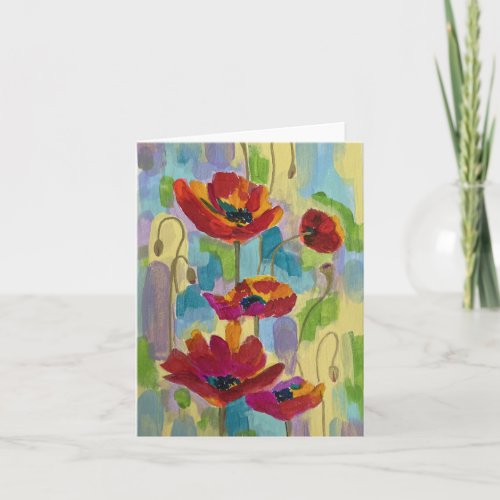 Abstract Multicolor Poppy Note Card