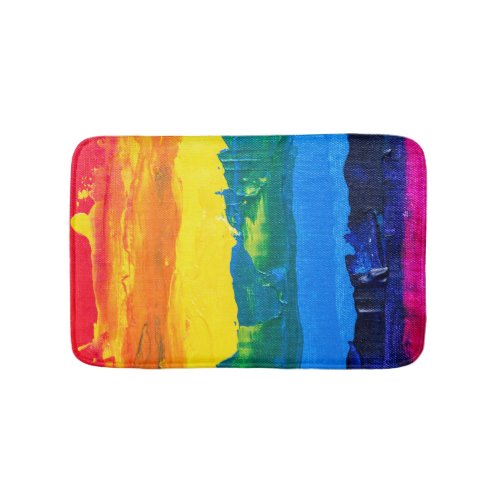 Abstract Multicolor Stripe Design Bath Mat