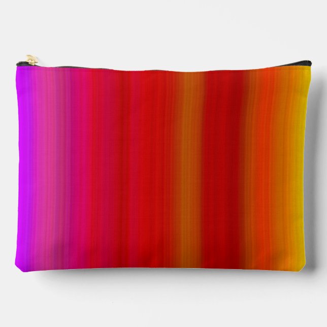 Abstract Multicolor Stripes Large Accessory Pouch (Front)