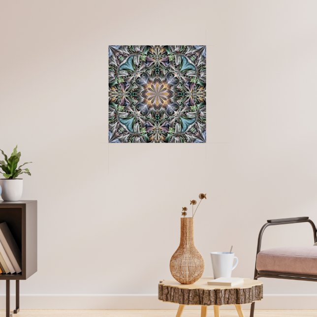 Abstract Multicolor Succulent Garden Rosette Poster (Living Room 3)