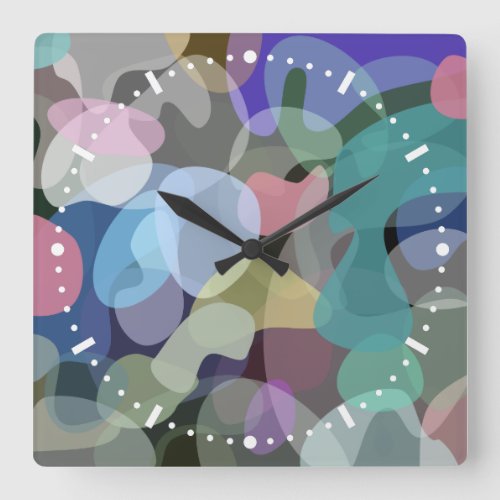 Abstract Multicolored Blotch Pattern Wall Clock