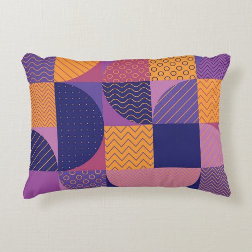 Abstract Multicolored Geometric Vintage Pattern Accent Pillow