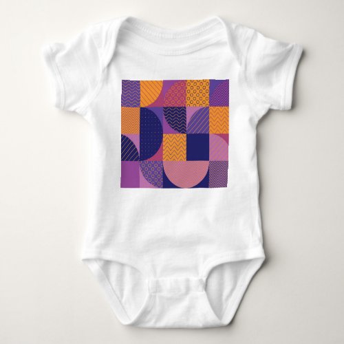 Abstract Multicolored Geometric Vintage Pattern Baby Bodysuit