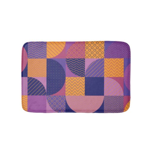 Abstract Multicolored Geometric Vintage Pattern Bath Mat
