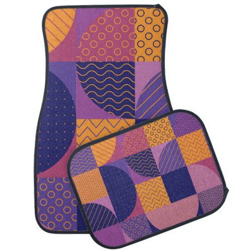 Abstract Multicolored Geometric Vintage Pattern Car Floor Mat