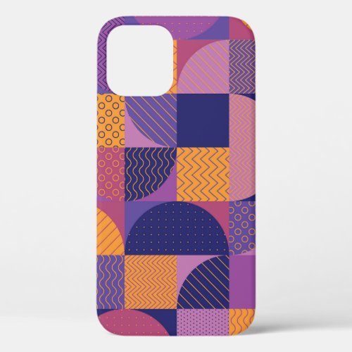 Abstract Multicolored Geometric Vintage Pattern iPhone 12 Case