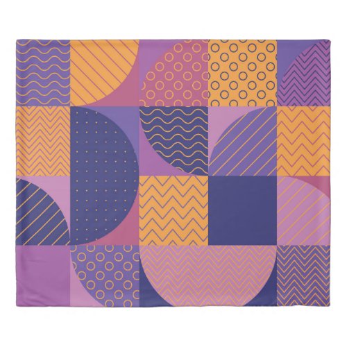 Abstract Multicolored Geometric Vintage Pattern Duvet Cover