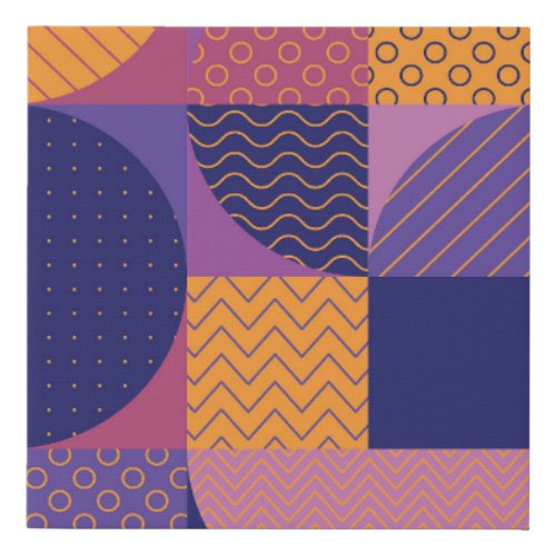 Abstract Multicolored Geometric Vintage Pattern Faux Canvas Print