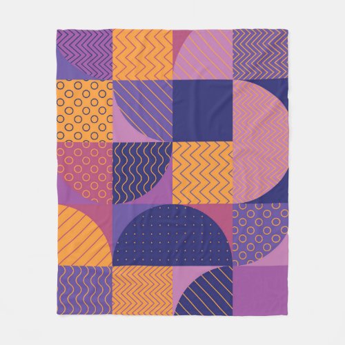 Abstract Multicolored Geometric Vintage Pattern Fleece Blanket