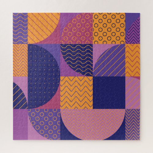 Abstract Multicolored Geometric Vintage Pattern Jigsaw Puzzle