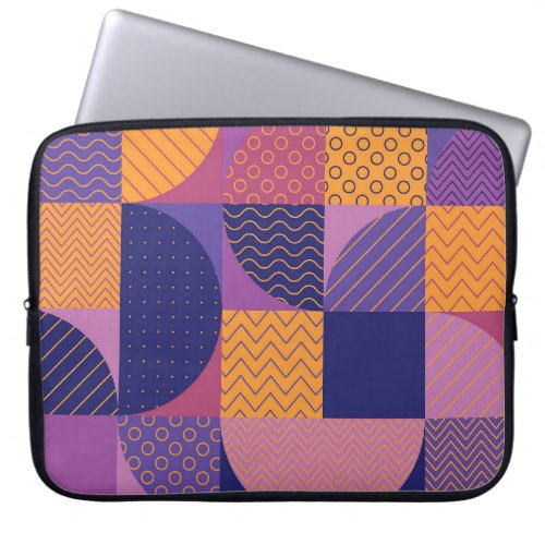 Abstract Multicolored Geometric Vintage Pattern Laptop Sleeve
