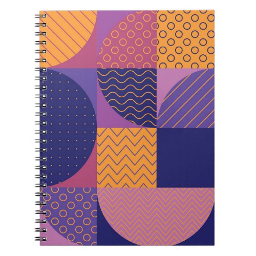 Abstract Multicolored Geometric Vintage Pattern Notebook
