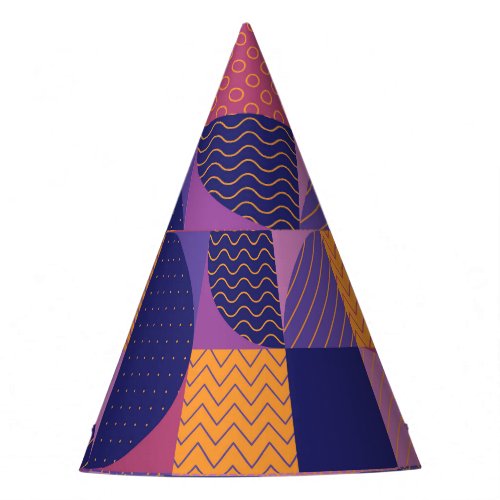 Abstract Multicolored Geometric Vintage Pattern Party Hat