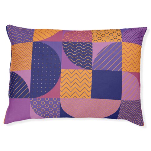 Abstract Multicolored Geometric Vintage Pattern Pet Bed