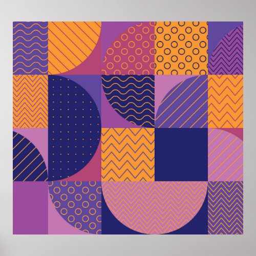Abstract Multicolored Geometric Vintage Pattern Poster