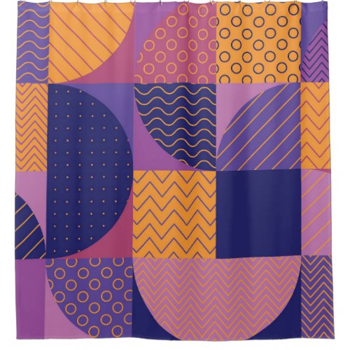 Abstract Multicolored Geometric Vintage Pattern Shower Curtain