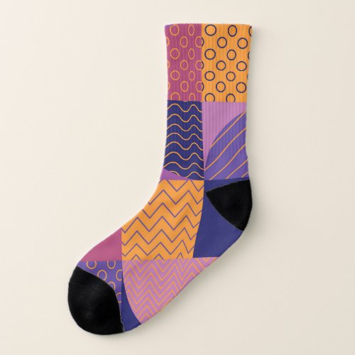 Abstract Multicolored Geometric Vintage Pattern Socks