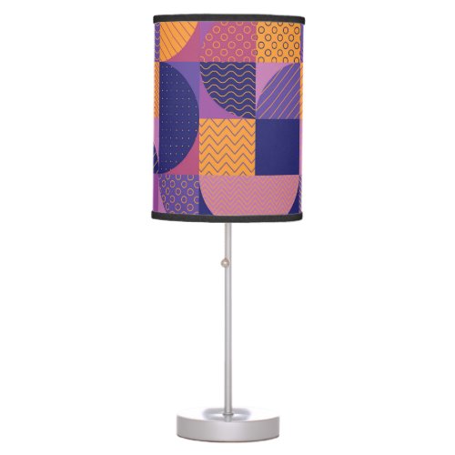 Abstract Multicolored Geometric Vintage Pattern Table Lamp