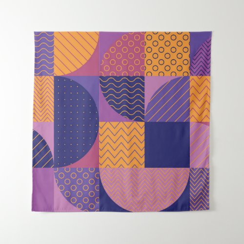 Abstract Multicolored Geometric Vintage Pattern Tapestry