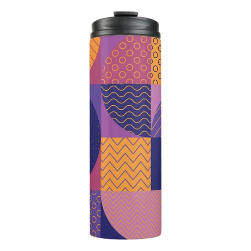 Abstract Multicolored Geometric Vintage Pattern Thermal Tumbler