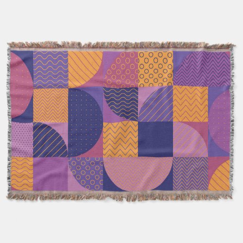 Abstract Multicolored Geometric Vintage Pattern Throw Blanket