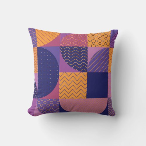 Abstract Multicolored Geometric Vintage Pattern Throw Pillow