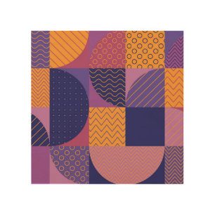 Abstract Multicolored Geometric Vintage Pattern Wood Wall Art
