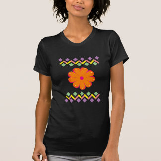 Abstract Multicolored Image with Orange Flower T-Shirt