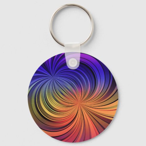 Abstract multicolored lines quantum loops art keychain