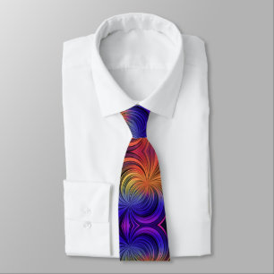 Abstract multicolored lines, quantum loops art neck tie