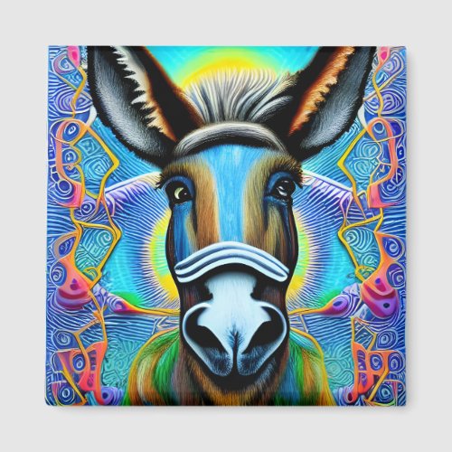 Abstract Multicolored Little Donkey Magnet