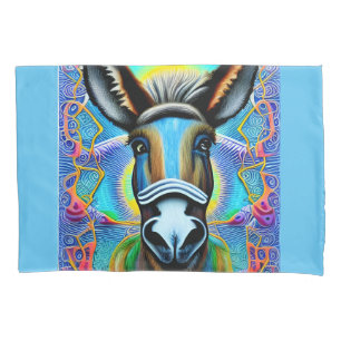 Abstract Multicolored Little Donkey Pillow Case