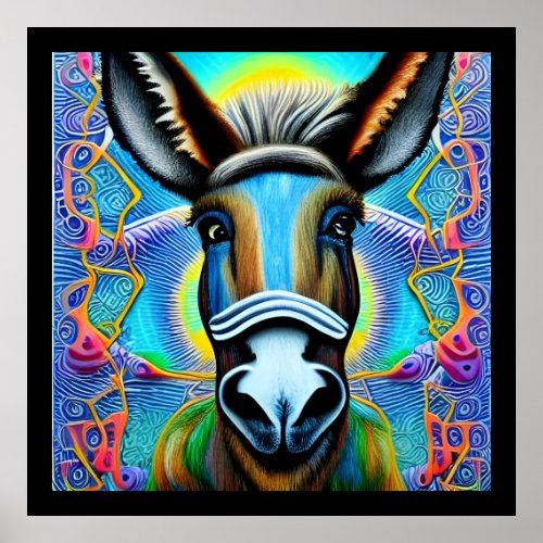 Abstract Multicolored Little Donkey Poster
