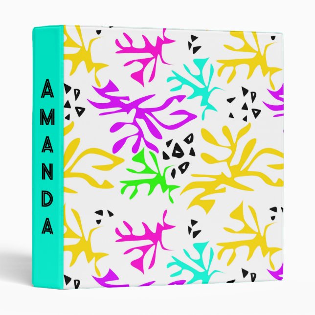 Abstract multicolored neon pattern  3 ring binder (Front/Spine)