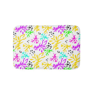 Abstract multicolored neon pattern bath mat