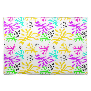 Abstract multicolored neon pattern cloth placemat