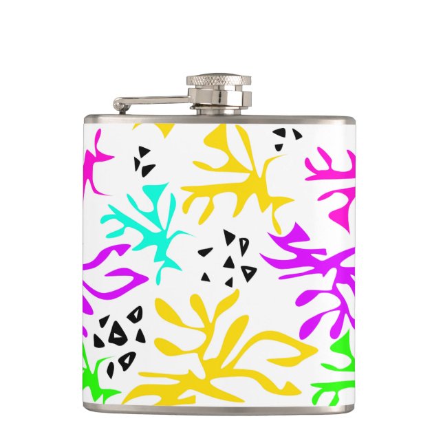 Abstract multicolored neon pattern  flask (Front)