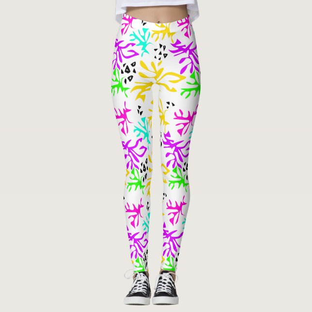 Abstract multicolored neon pattern  leggings (Front)