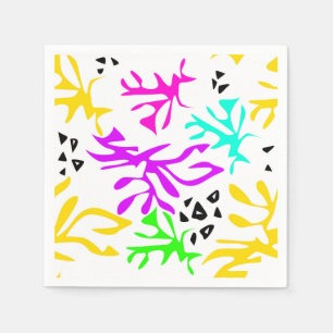 Abstract multicolored neon pattern napkins