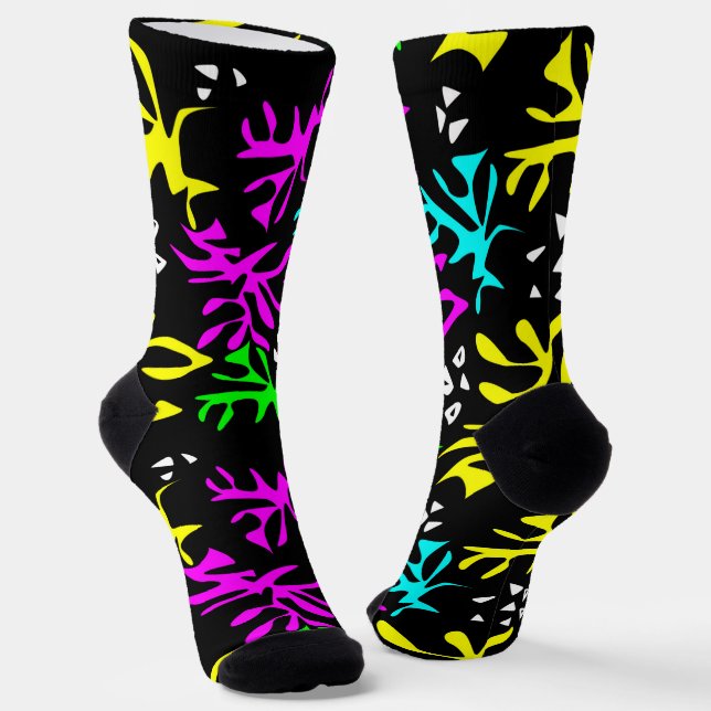 Abstract multicolored neon pattern  socks (Angled)