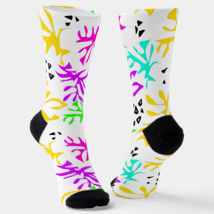 Abstract multicolored neon pattern socks
