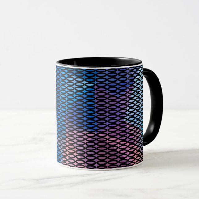 Abstract, multicolored pattern, mesh pattern, lace mug (Front Right)