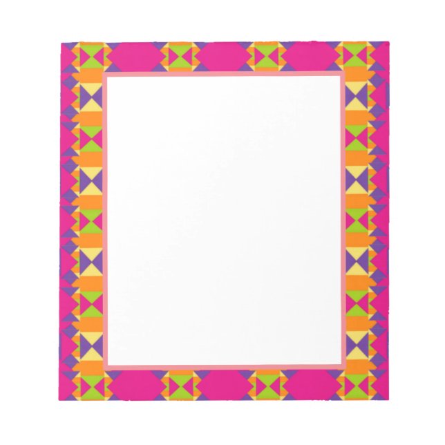 Abstract Multicolored Pattern Squares Triangles Notepad (Front)